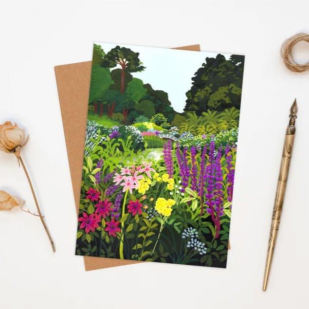 Illustrated Trebah Garden Greetings Card - Trebah Garden - Uneeka